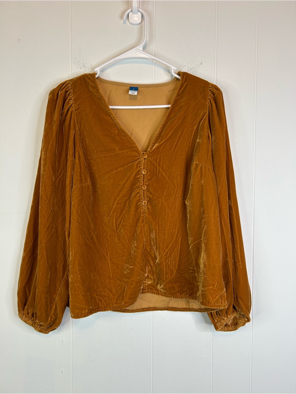 Old Navy Velvet Puff Sleeve V Neck Top Ren Faire Fall Feminine Small New 356